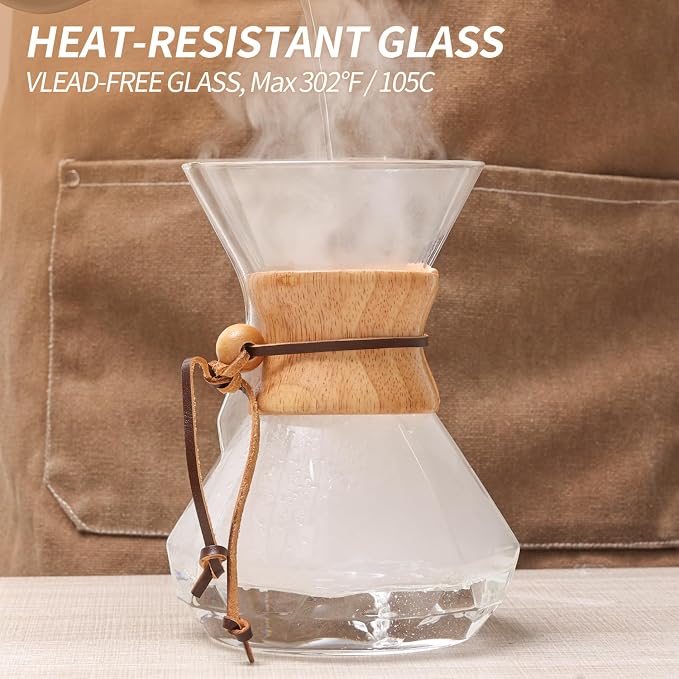 Pour Over Coffee Maker 27 OZ, 8 Cup Borosilicate Glass Drip Coffee Maker - Image 9