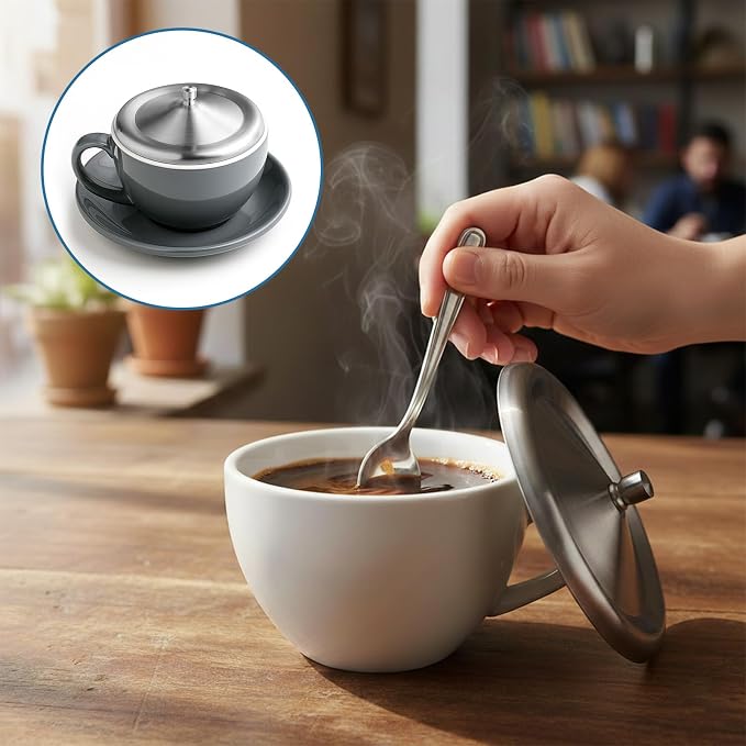 2 Pcs Stainless Steel Cup Cover, Home Round Tea and Coffee Mug, Cup Lids - Image 7