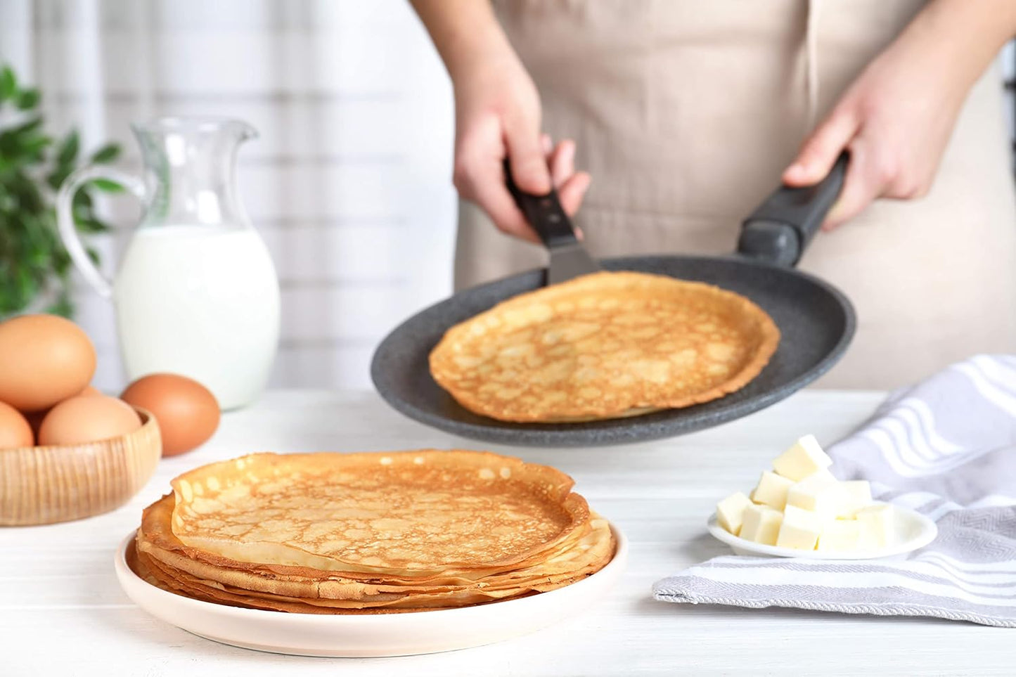 Gluten Free Rolled Hotcakes Crepe Mix by American Table, Made with American-Grown Ingredients & Pure Vanilla, French-Style, Non-GMO, Low Sugar, No Preservatives, Makes 72 Crepes (14 oz, Pack of 3)
