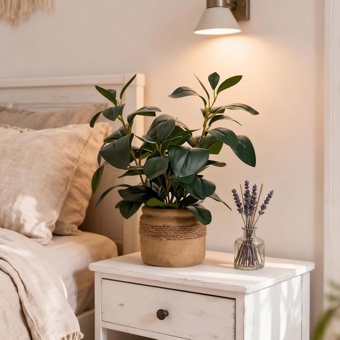 12.8'' Fake Plant Indoor, Small Artificial Potted Plant in Jute-Wrapped Yellow - Image 9