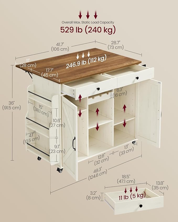VASAGLE Mobile Kitchen Island - Image 6