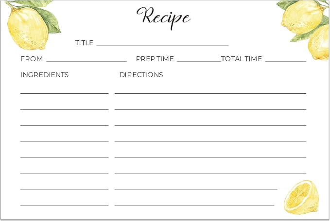 Heart&Berry Lemon Recipe Cards 4x6 Double Sided - Image 5