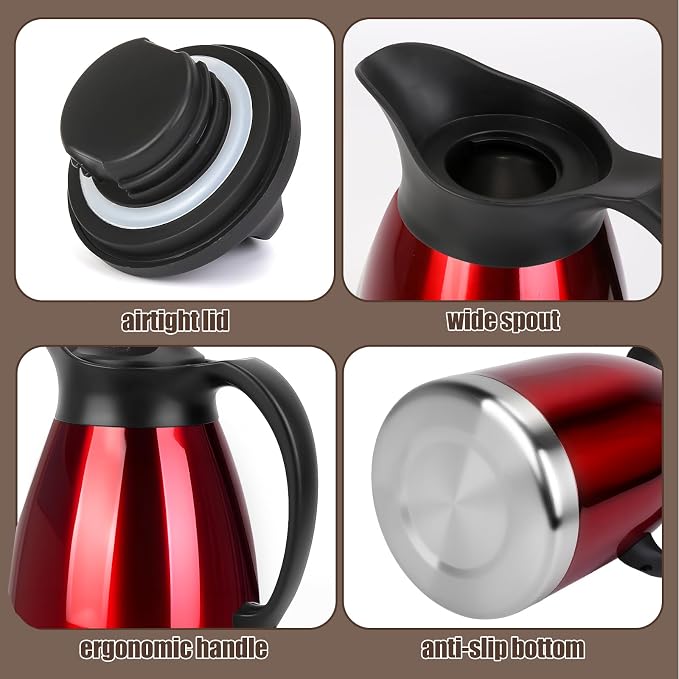 ShineMe 68Oz Coffee Carafes for Keeping Hot, Double Walled Vacuum Stainless - Image 7