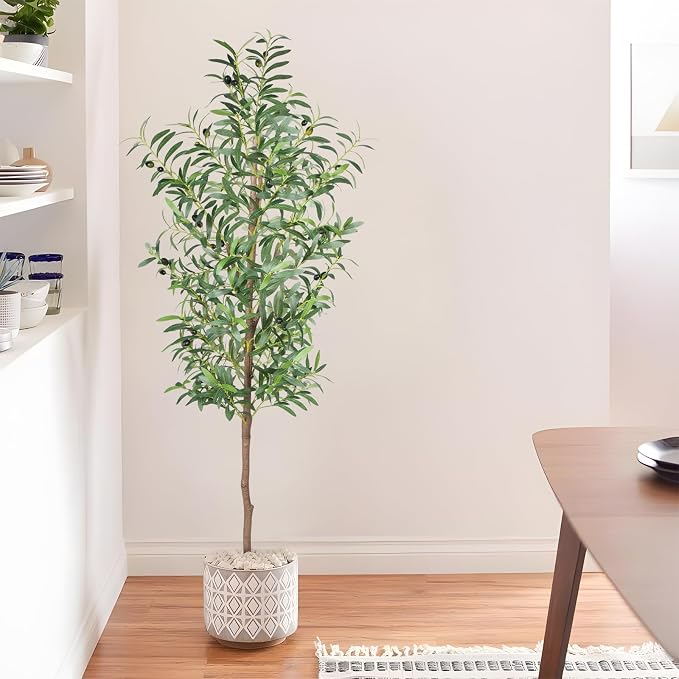 Fake Olive Tree, 5FT 2Pack, 60in Tall Silk Plant | 536 Realistic Leaves - Image 7