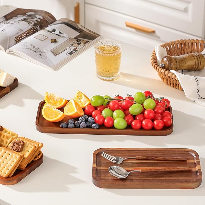 Small Solid Acacia Wood Serving Trays and Platters - Image 6