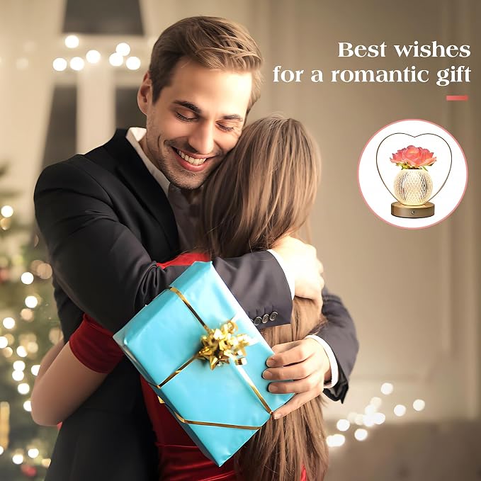 AMWGIMI Women Gifts Rose Flower Lamp, Rechargeable Cordless LED Touch Lamp | - Image 8