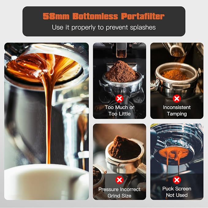 Bottomless Portafilter 58mm 3 Ears, Professional Espresso Portafilter - Image 7