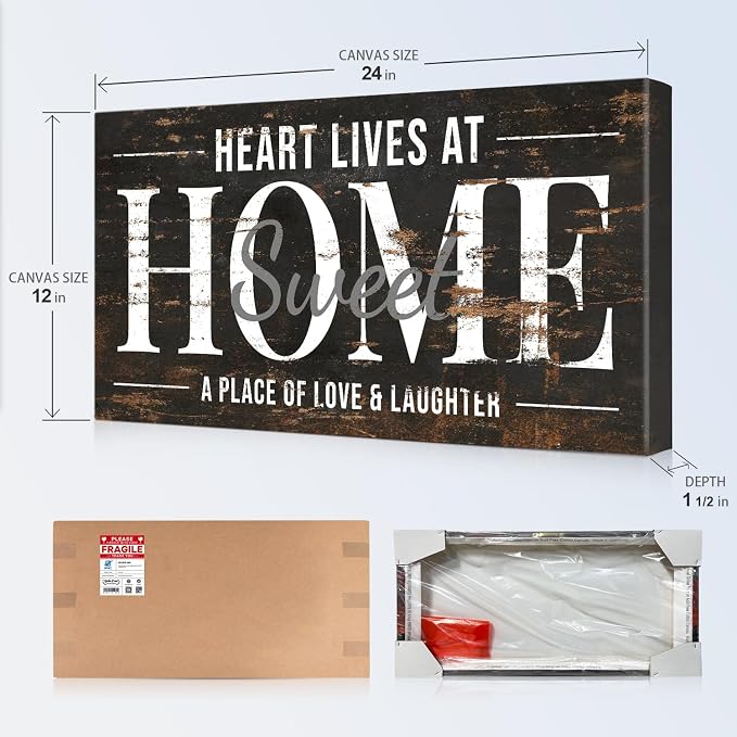 IPIC - Home Sweet Home Sign on Canvas, Rustic Family Wall Art, Farmhouse Canvas - Image 7