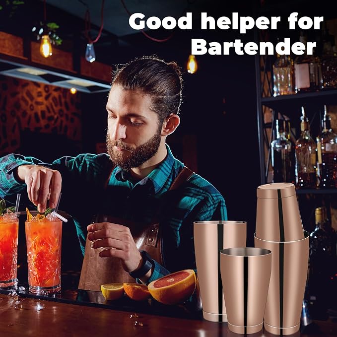 Sabary 6 Pcs Cocktail Shakers Professional Bar Shaker Boston Set Stainless - Image 7