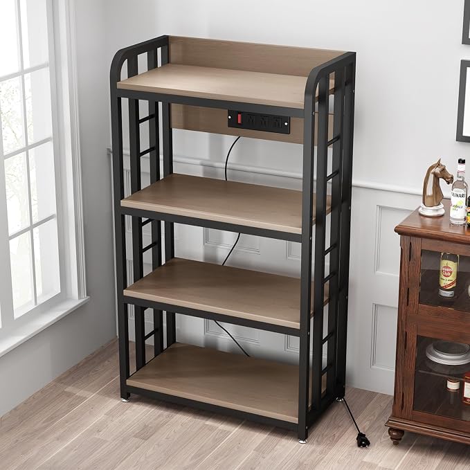 SIREDEEP Bakers Rack with Power Outlet ,4-Tier Kitchen Baker's Rack, Microwave - Image 8
