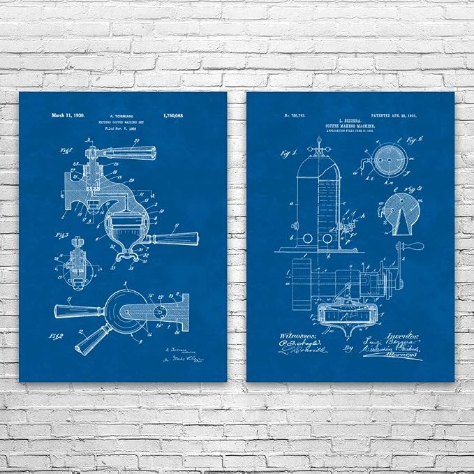 Espresso Patent Prints Set of 2, Restaurant Decor, Barista Gift, Espresso Bar by Unknown