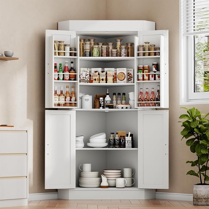 Gyfimoie Corner Cabinet, Kitchen Pantry Storage Cabinet, Freestanding Buffet - Image 9