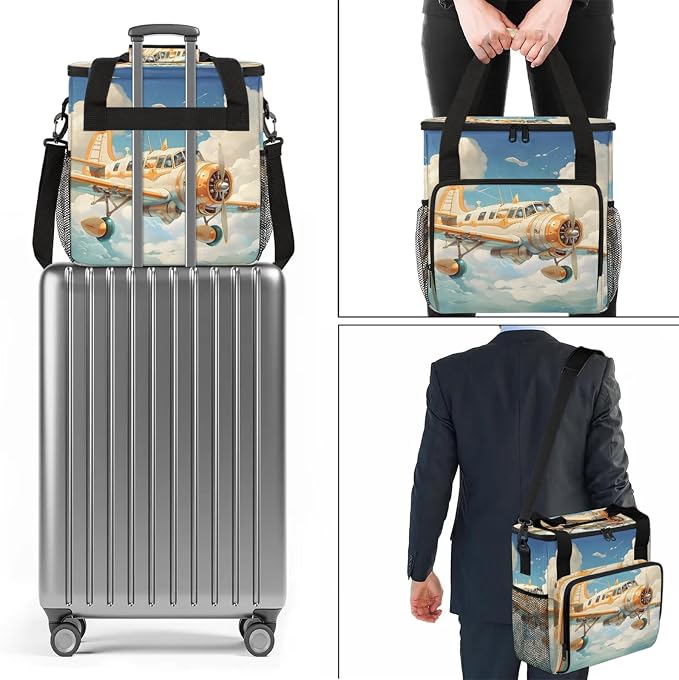 Funny Airplane Coffee Maker Carring Bag, Large Insulated Storage Organizer Case - Image 7