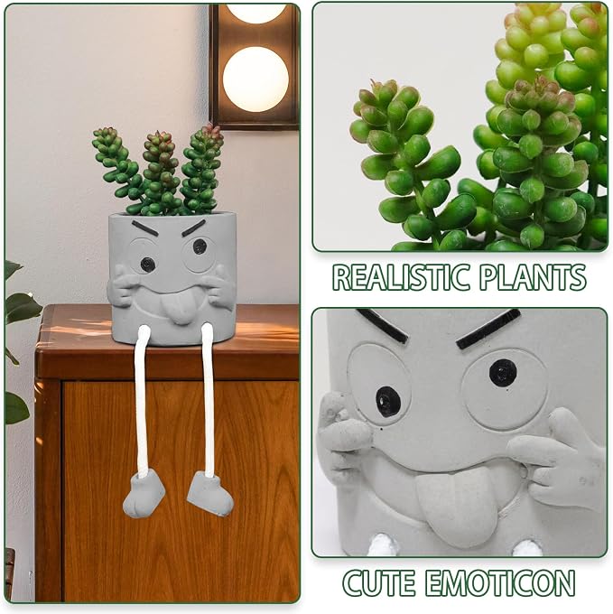 Zerzsy Artificialplant Succulents in Cement Pots - Image 7