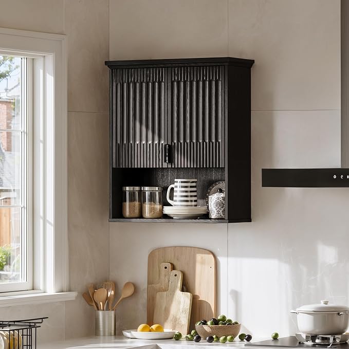 FLOWBACK BlackBathroom Wall Cabinet Over The Toilet Storage, 23.5×31.4 Inch - Image 6