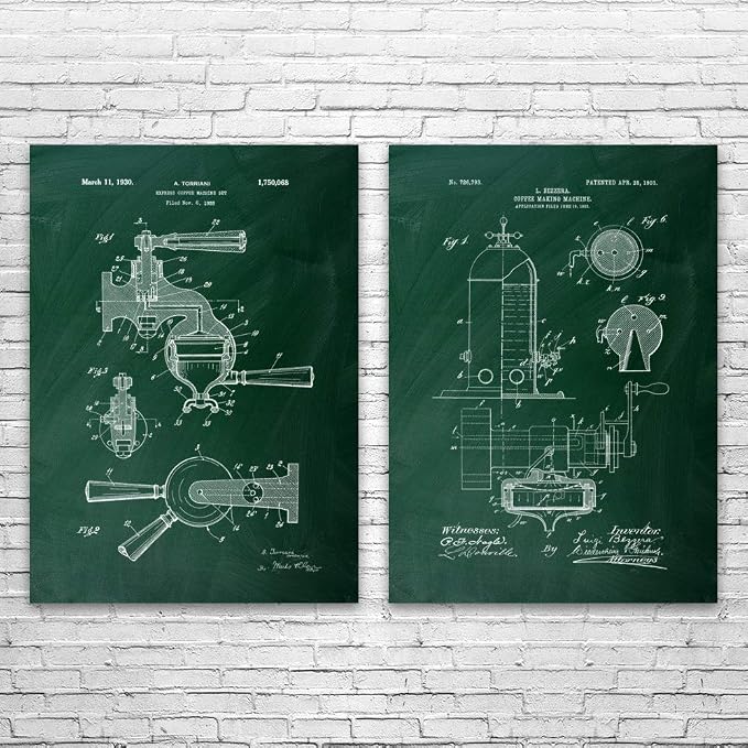 Espresso Patent Prints Set of 2, Restaurant Decor, Barista Gift, Espresso Bar by Unknown