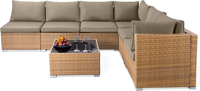 NOBLEMOOD 7 Pieces Patio Furniture Set, All Weather Outdoor Rattan Conversation - Image 7