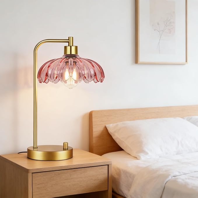 ILLMTW Pink Table Lamp Set of 2, Small Gold Bedside Lamps Dimmable Boho Bedroom - Image 8