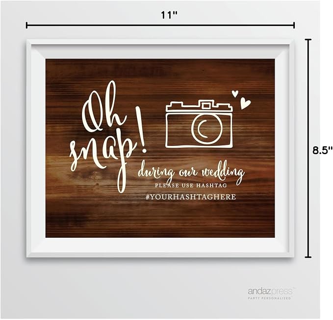 Andaz Press Personalized Wedding Party Signs, Rustic Wood Print, 8.5-inch x - Image 7