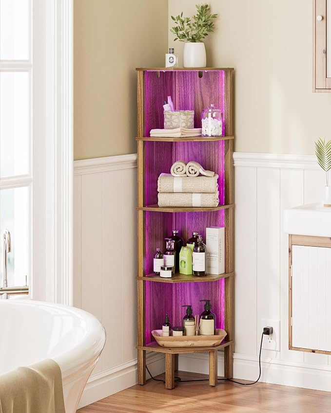 Corner Shelf Stand, 5 Tier Corner Bookshelf, Corner Furniture - Image 8