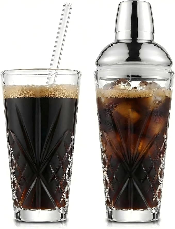 Cut Crystal Cocktail Shaker 18.5oz Sealed Lid, Mult-Use | Hidden Measuring Lid - Image 9