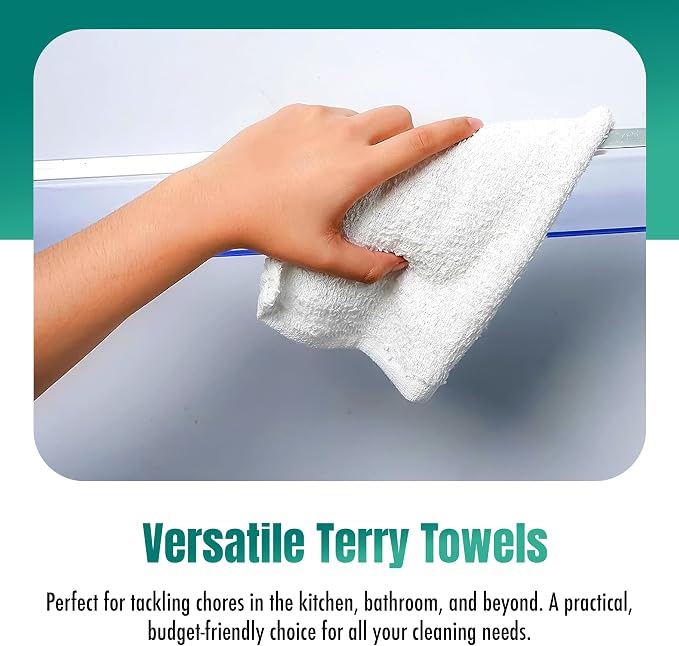 ZUPERIA Terry Towels Pack of 24 100% Cotton Terry Barmop Towels - Image 8