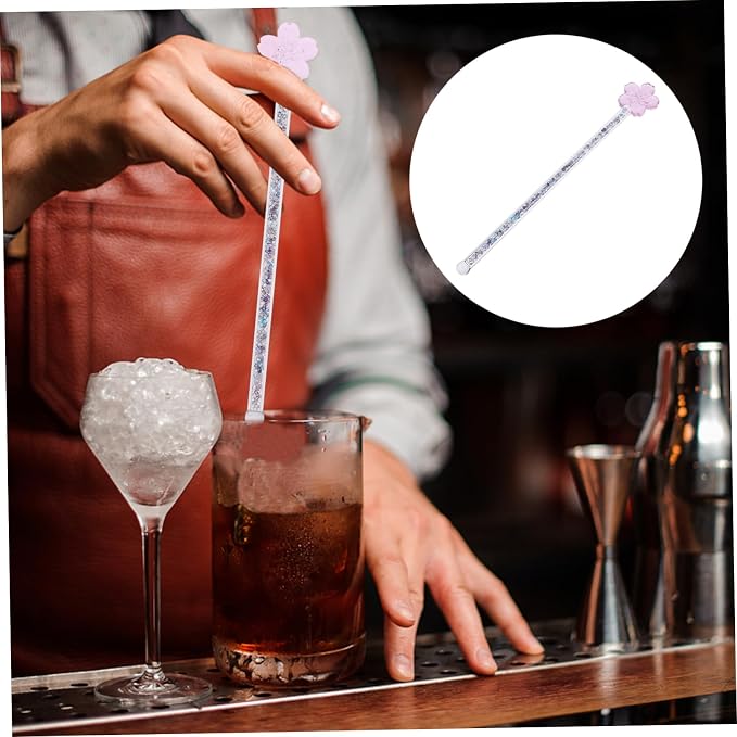 Cabilock 1pc Flower Glass Stirring Rod Heat-resistant Drink Muddler Stirrer - Image 9