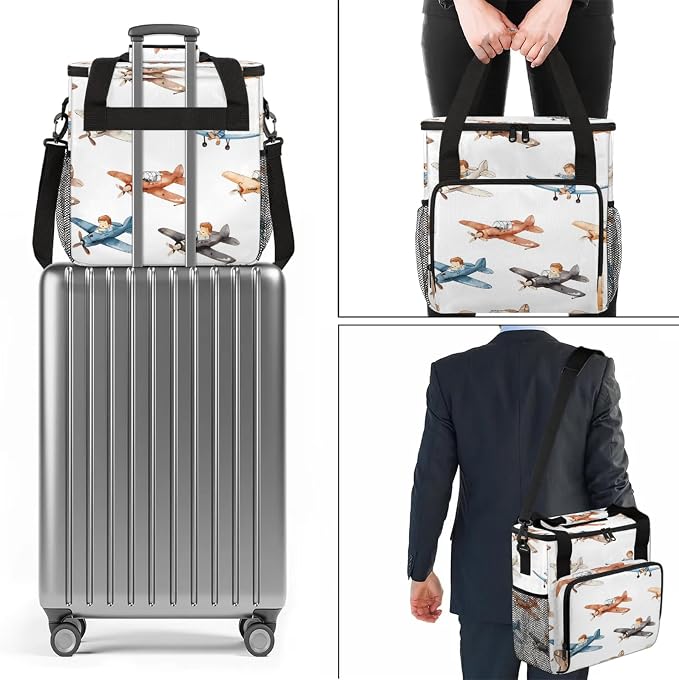Airplane Cartoon Cute Coffee Maker Carring Bag, Large Insulated Storage - Image 7