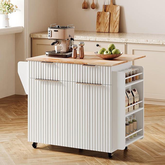 VINGLI Fluted Large Kitchen Island Cart - Image 9