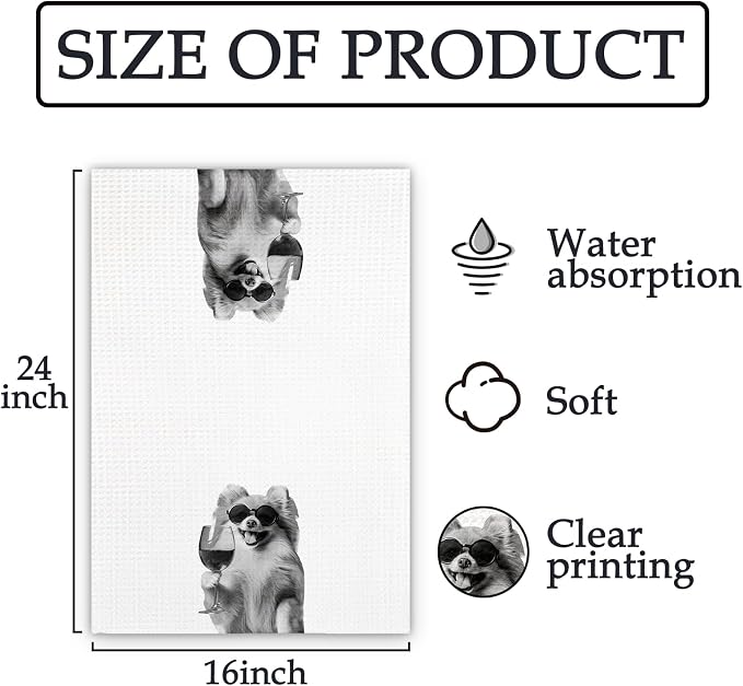 Pomeranian Gifts Wine Dog Kitchen Towels, Gifts - Image 7