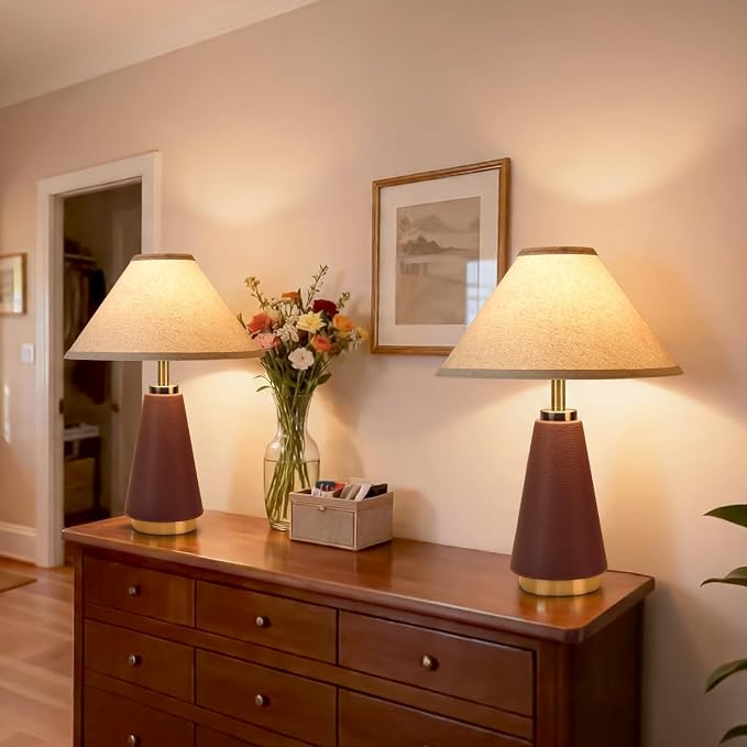 18.11 Inch Brown Table Lamp, Farmhouse Table Lamps - Image 8