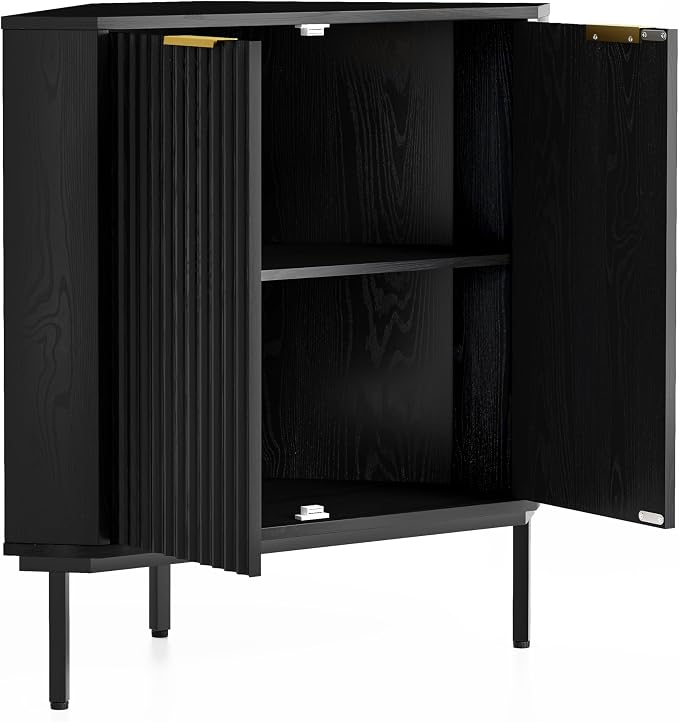 Modern Fluted Corner Cabinet, Small Floor Storage Cabinet - Image 8