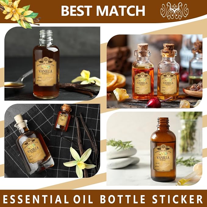 15PCS Vanilla Extract Labels, Holiday Gift Stickers Homemade Vanilla Stickers - Image 7