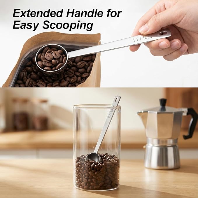 2PCS Coffee Scoop for Ground Coffee Stainless Steel Measuring Spoons Long - Image 8