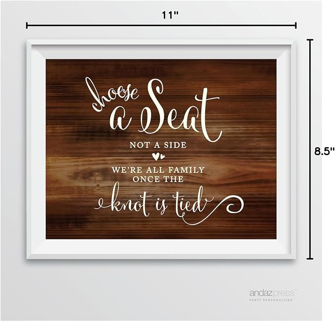 Andaz Press Wedding Party Signs, Rustic Wood Print, 8.5-inch x 11-inch - Image 7