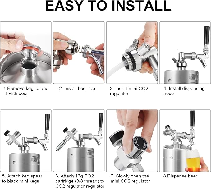 Ferroday Mini Keg Growler Tap System, 128Oz Mini Beer Growler, Stainless Steel - Image 7
