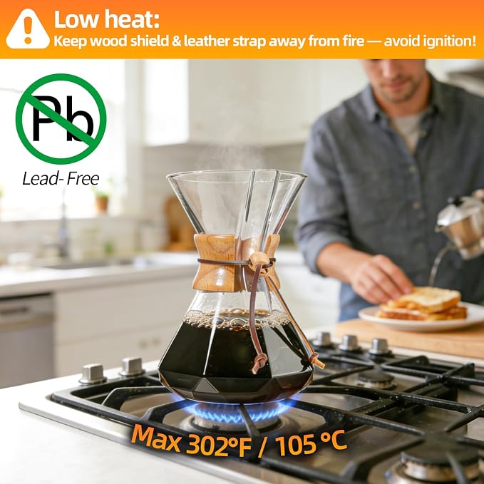 Pour Over Coffee Maker 14 OZ, 4 Cup Borosilicate Glass Drip Coffee Maker - Image 9