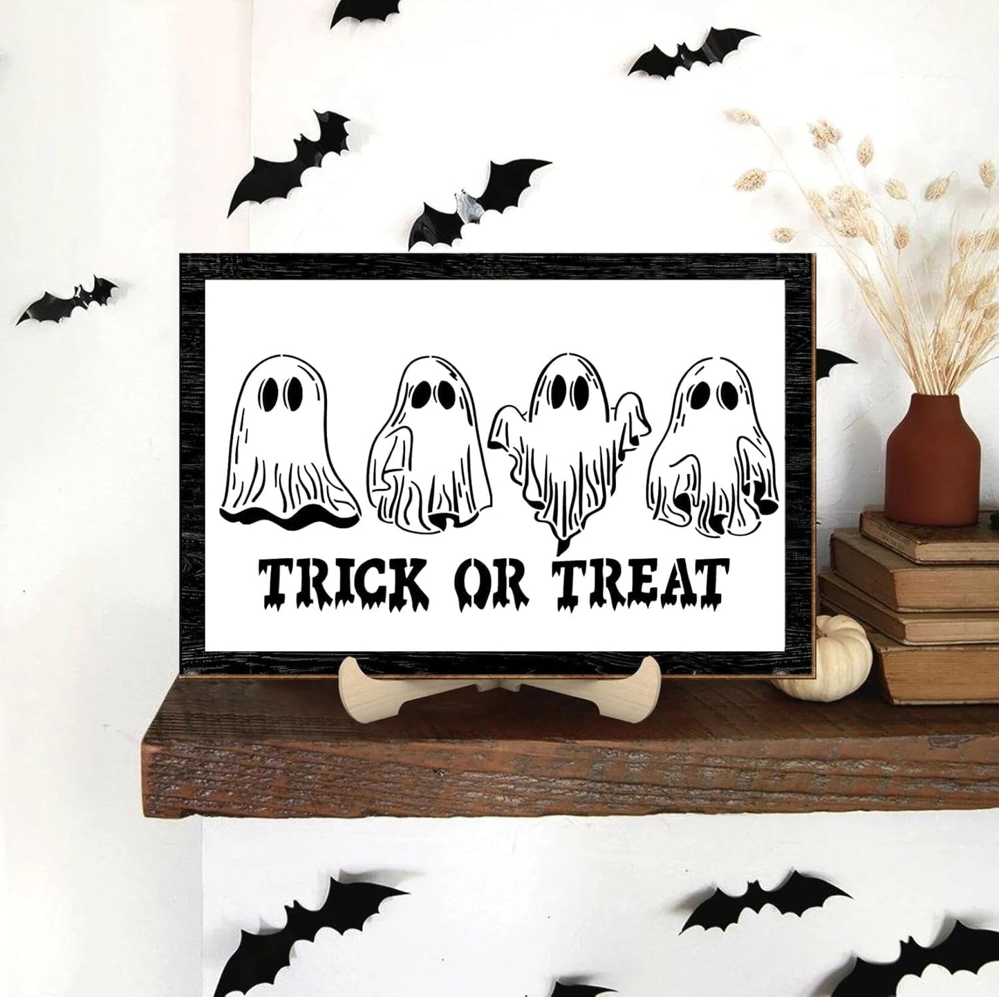 Halloween Stencils Skeleton Boo Ghost Stencil Reusable Halloween Stencils for Painting on Wood Sign Door Mats Fabrics DIY Crafts Decor