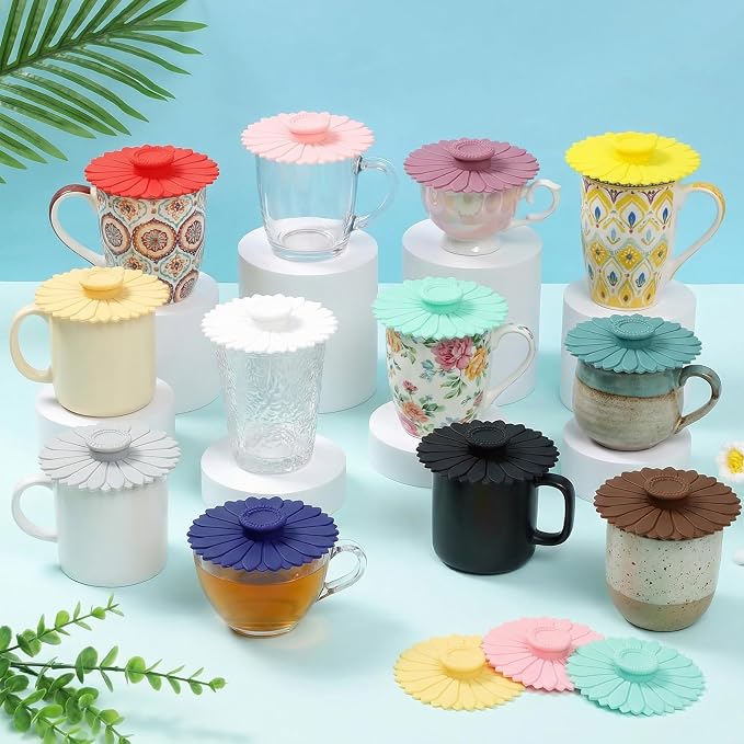 12 Pcs Silicone Cup Cover Lids, 4.3 In Drink Covers - Image 9