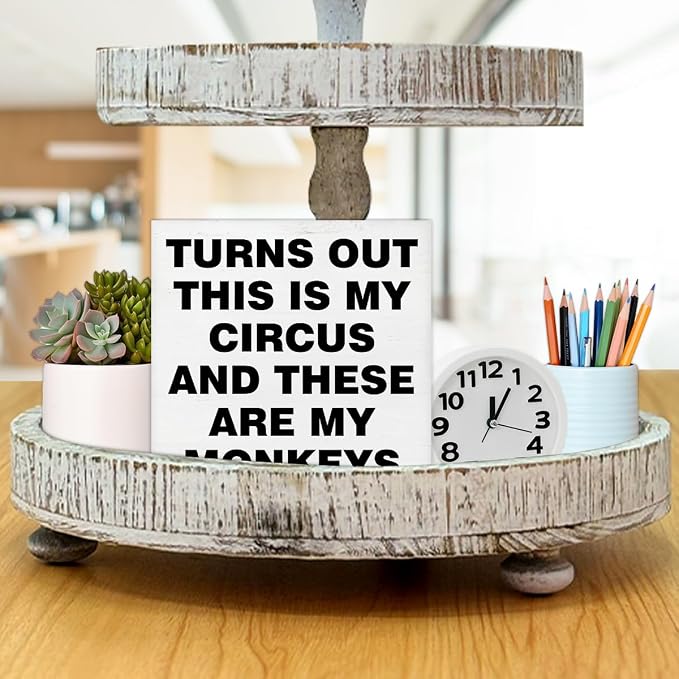 Office Desk Decor Funny Turns Out This Is My Circus Wood Block Sign Decor - Image 7