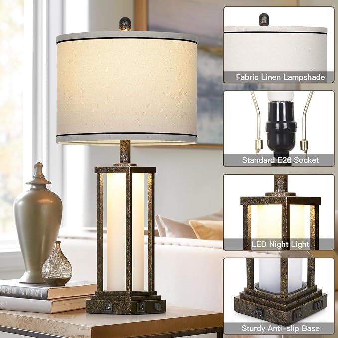 Cinkeda 27" Tall Vintage Table Lamp - Image 7
