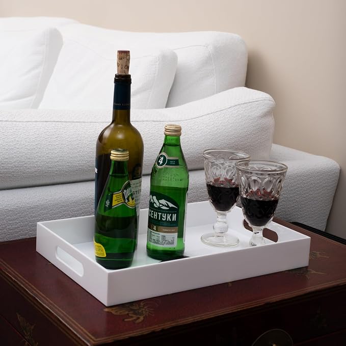Glossy White Sturdy Acrylic Serving Tray - Image 8
