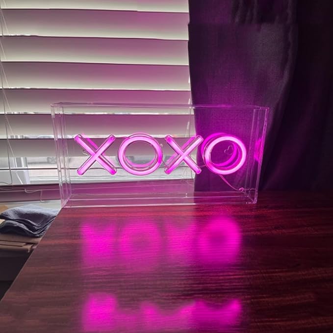 XOXO Neon Light Signs LED Decorative Sigtures Light Box 3D Pink Neon Sign - Image 3