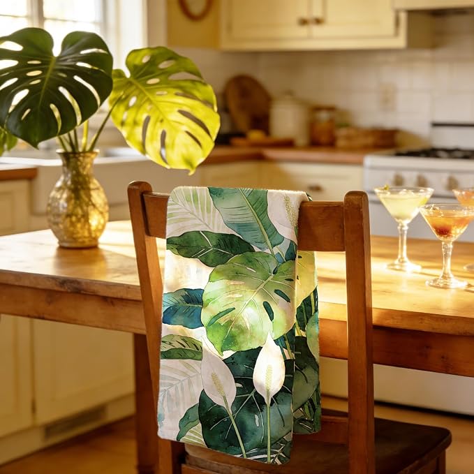 CUTHOLLOW Tropical Plants Decorative Kitchen Towels Set of 4, 25.98"x17.72" - Image 7
