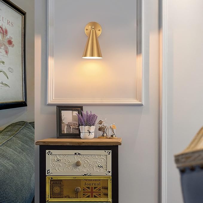 MWZ Gold Sconces Set of 2, Modern Brass Wall Sconces Lighting Fixtures - Image 9