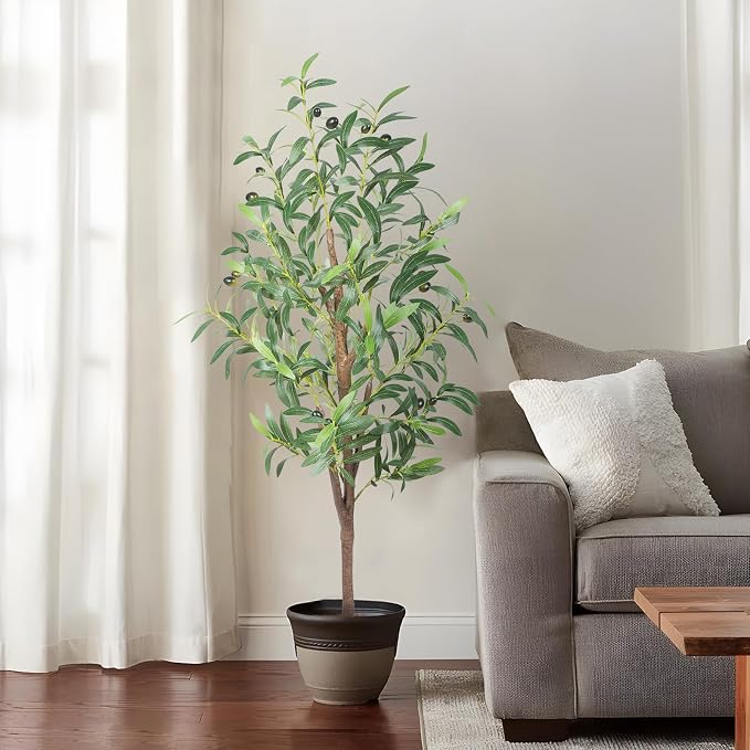 Artificial Olive Tree, 4FT Tall Faux Olive Trees 48in Outdoor Fake Potted Silk - Image 7
