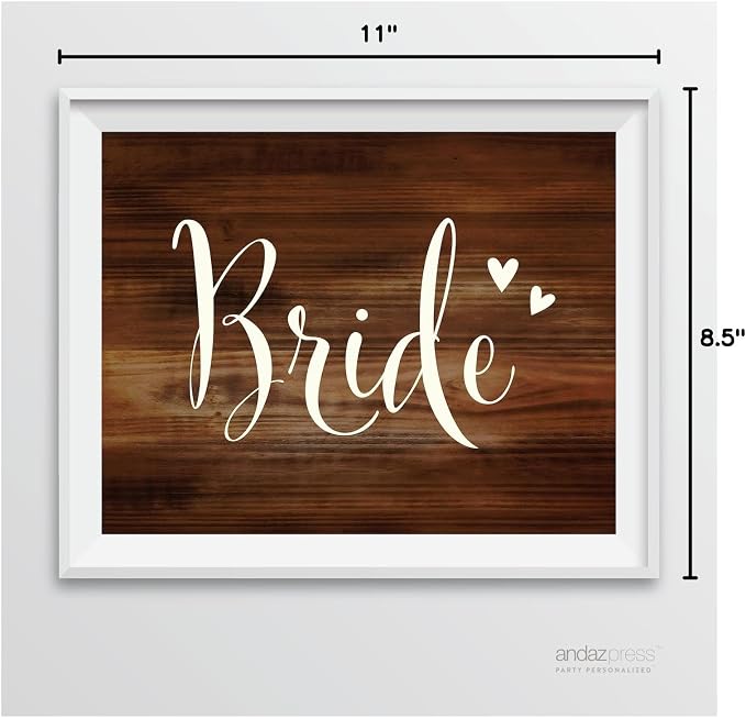 Andaz Press Wedding Party Signs, Rustic Wood Print, 8.5-inch x 11-inch - Image 7