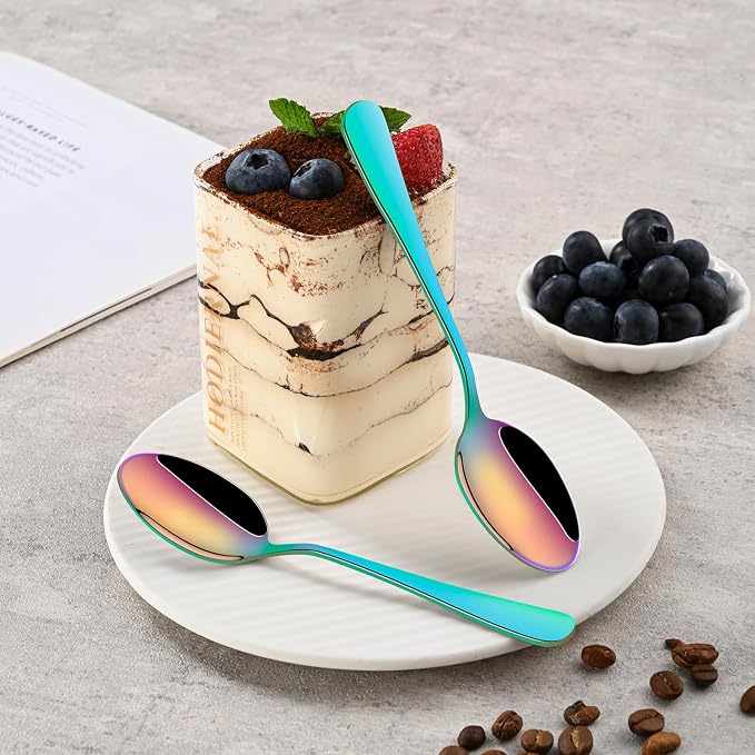 DEHOV 4.7 Inch Coffee Spoon, Rainbow Tea Spoons, Cute Multicolored Mini Spoons - Image 8