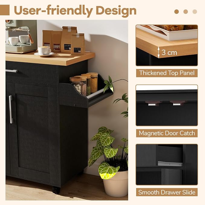 LOKO Kitchen Island Cart with Wheels, Rolling Kitchen Storage Cabinet with - Image 9