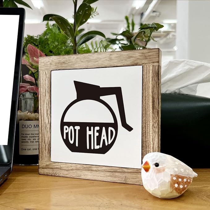 Coffee Pot Head Sign, Wooden Box Decor Set - Image 6